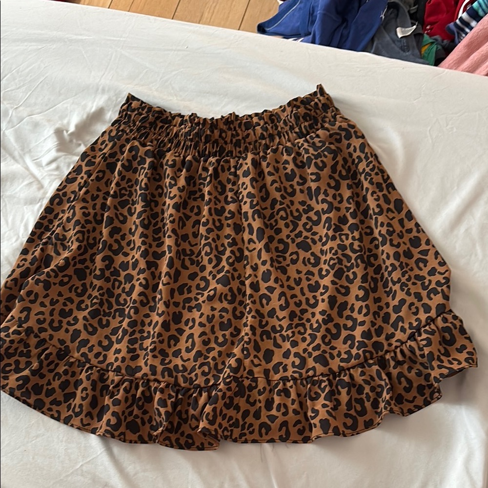 Sienna Sky Brown Tan Smocked Bubble Mini Skirt